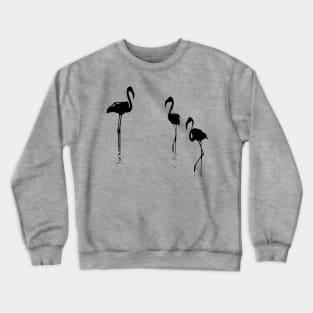 Minimalistic Three Flamingos Silhouette In Black Crewneck Sweatshirt